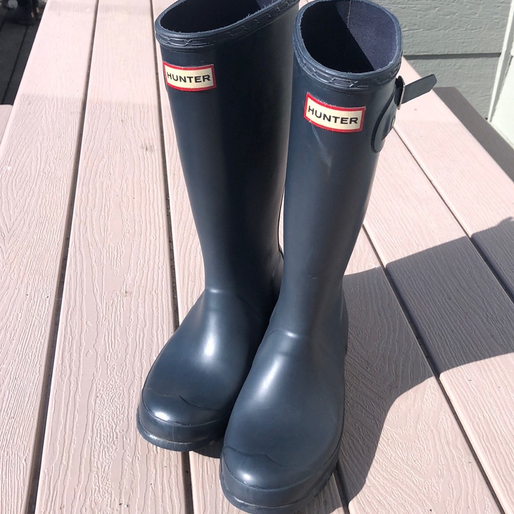 Original Navy Hunter Tall Rubber Boots Size 4